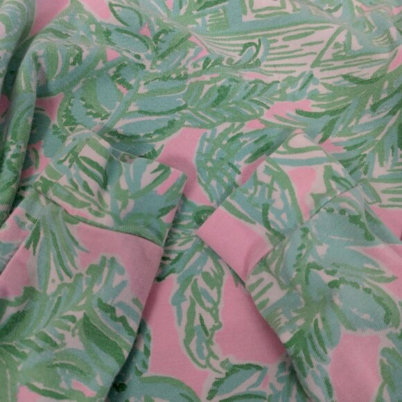 Lilly Pulitzer Sammy Pajama Shirt Youth Girls 4 Top Only Palms Pink Green Beach - Picture 14 of 14